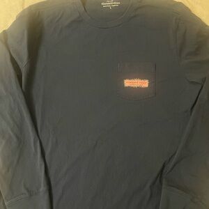 Holiday design! Vineyard Vines Men's Dark Blue Long Sleeve Tee